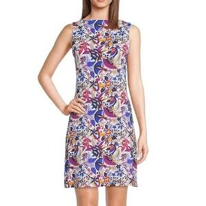 Jude Connally Sleeveless Shift Dress Beth Hummingbird Jude Cloth Colorful‎   USA